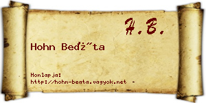 Hohn Beáta névjegykártya